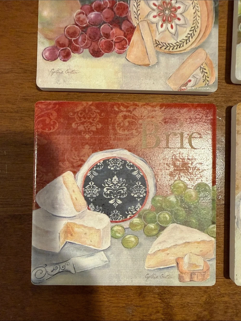 Cheese-Themed Ceramic Coasters Set - Multicolor
